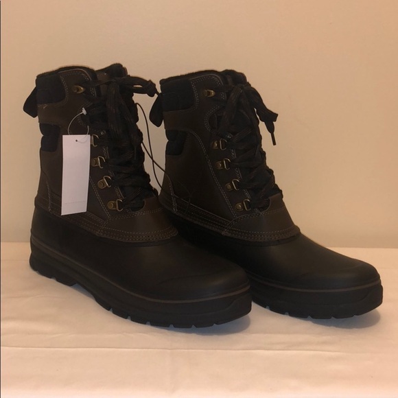 New Men's Khombu Brown Leather Duck Boots - Picture 2 of 13